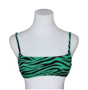 Xhilaration Zebra Green Removable‎ Pad Bikini Swimwear Top SMALL Animal Print thumbnail 1