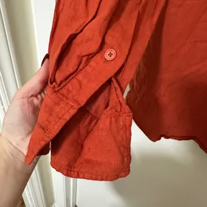 Wilfred Free x Aritzia | Women's Linen Blend Orange Red Button Down Shirt, S thumbnail 7