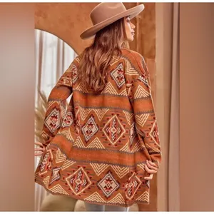 Savanna Jane Southwestern Sweater Brown Coastal Cowgirl Pattern Cardigan Large thumbnail 2