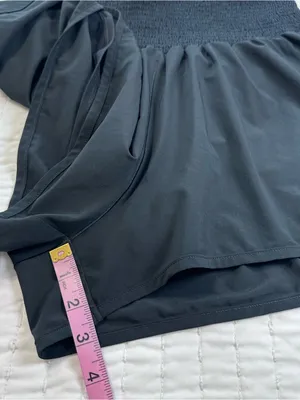 Offline By Aerie Black Smocked Waistband Running Athletic High Waist Shorts thumbnail 5