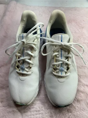 G/FORE White Sneakers with Light Blue Stripe 178 Size 8 thumbnail 1