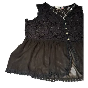 Vintage Jody Lace Peplum Vest Women's XL Sheer Witchy Goth Whimsygoth Fall thumbnail 3