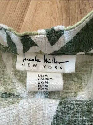 Nicole Miller Green Floral Linen Blend Tank Shift Dress thumbnail 3