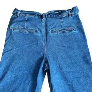 LOFT Wide Leg Jeans Medium Wash Belted High Rise Denim Trousers Size 10/30 thumbnail 6