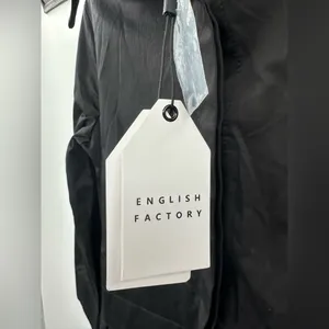 English Factory NEW Black Mini Shirt Dress Cotton Size‎ Medium thumbnail 5