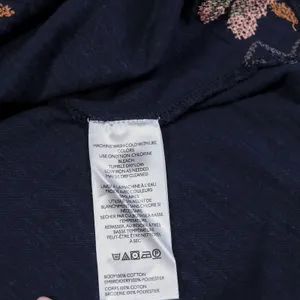 Free People Embroidered Swing Tank Top Women XS Navy Blue Floral Open Back Boho thumbnail 8