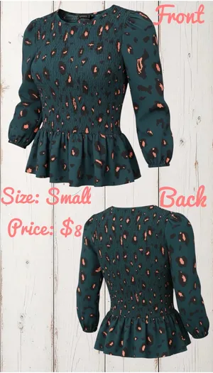 Teal Cheetah Print Form Fitted Top Green thumbnail 1