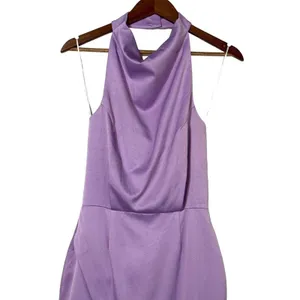 Elliatt Asymmetric Satin Cocktail Midi Women's Dress Lilac Size Small thumbnail 4