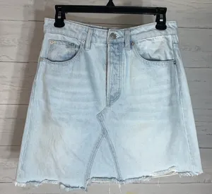 We the Free Going Rogue Distressed Denim Jean Skirt Size 27 thumbnail 3