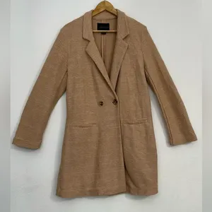 Sanctuary Carleton Cotton Blend Tan Blazer Modern Tailored Suit Jacket M thumbnail 8