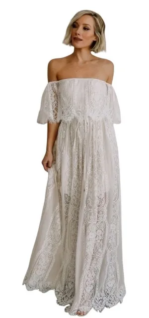 Baltic Born - NWT Caroline Flowy Bridal Maternity Friendly Lace Maxi Dress Sz M thumbnail 1