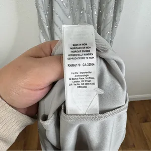 BHLDN NWT Light‎ Gray Chevron Beaded Gown Size 2 thumbnail 8
