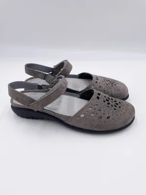 Naot Arataki Perforated Leather Slingback Mary Jane Flat Size 37 / 6 Grey Marble thumbnail 4