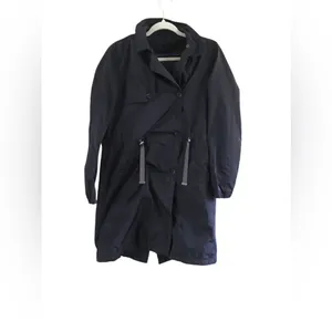 Zara Basic Blue Trench Coat Medium thumbnail 7