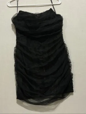 Elegant Strapless Black Ruched Cocktail Dress thumbnail 1