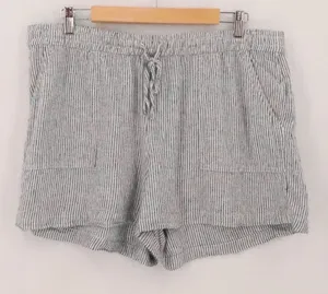 J Crew Striped Linen Blend Shorts Womens Size L Black White Coastal Beach Summer thumbnail 1