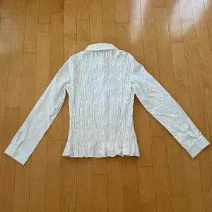 Princess Polly Cultivate Shirred Collared Long Sleeve White Top thumbnail 3