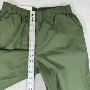 Uniqlo Olive Green Cotton Wide Leg Relaxed Elastic Waist Pants 272-482243 M thumbnail 3