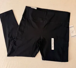 Beverly Hills Polo Club Womens XL‎ Black High Waisted Athletic Leggings Pockets thumbnail 1