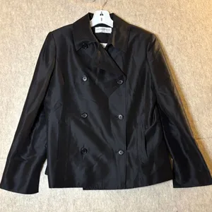 Vintage Marisa Christina Petite 12 Black Silk Double Breasted Blazer thumbnail 1