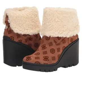 NEW GUESS Women's Tabloid Fashion Boot SZ-9.5 Brown White Faux Fur Lined thumbnail 7
