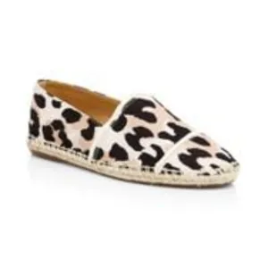 NEW Schutz Ohanna Printed Canvas Leopard Espadrilles Flat Slip On thumbnail 5