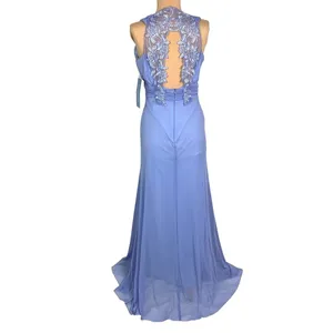 Tawny PromGirl Blue Maxi Dress Gown L Lace Detail Racerback Design Prom Wedding thumbnail 2