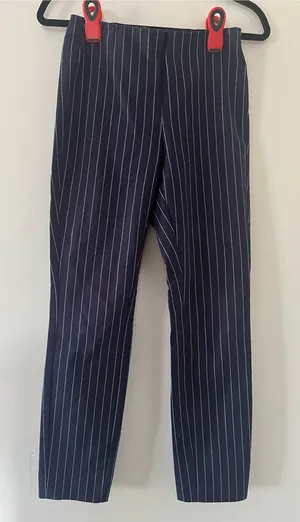 Rag & Bone Navy Blue Pinstripe Trouser Pants 2 Office Quiet Luxury Preppy Cotton thumbnail 1