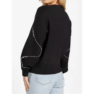 Guess Jet Black Sweater Black & White Womens Large NWT thumbnail 8