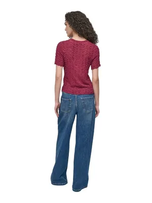 NWT DKNY Womens Lightweight Superfine Texture Top P52SAW83 Beet Red XS thumbnail 4