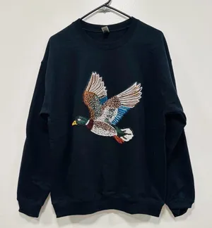 Cabela's Duck hunting mallard duck sequin glitter Black Sweater with Duck Design! thumbnail 1