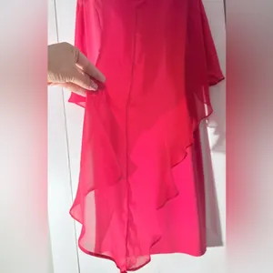 Glamour Nights Pink Popover Cape Sheath Dress Size 6 Chiffon Overlay thumbnail 9