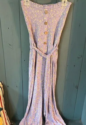 Ocean Drive Purple / White Floral Jumpsuit, M thumbnail 1