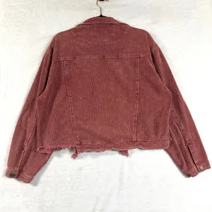 Altar'd State XS Corduroy Crop Jacket Pink Raw Hem Boho Autumn Western Cowgirl thumbnail 2