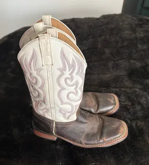 Laredo Western Boots Womens Mesquite Leather Square Taupe White 5621 7.5 thumbnail 1
