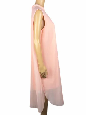 COS Blush Pink Sheer Chiffon Layered Sleeveless Midi Dress Size 12 thumbnail 4