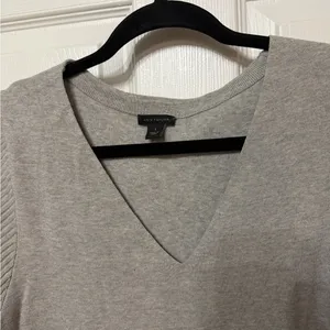 Ann Taylor Pleated Sleeve grey‎ v neck Sweater Dress size small thumbnail 5