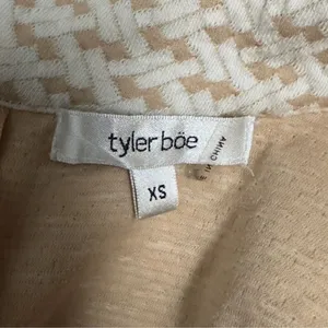 Tyler Boe Kim Dress XS Cowl Neck beige White Geometric 3/4 Sleeve Pocket Dress‎ thumbnail 3