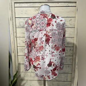 Abercrombie & Fitch Floral Button Up Sheer Blouse Size Small thumbnail 4