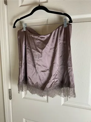 Zara Silky Lace Trim Strapless top in Dusty Mauve Size Large thumbnail 7