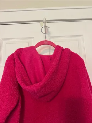 LOFT Bright Fuchsia Plush Sherpa Hooded Pullover thumbnail 7