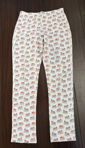 Roller Rabbit Hathi Christmas elephant print pajama pants M thumbnail 1
