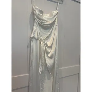 Selfie Leslie White Strapless Maxi‎ Dress Tie Front Formal Cocktail Party thumbnail 2