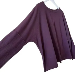 H by Bordeaux Burgundy Lightweight Cropped Stretchy Soft Womens Sweater SZ L thumbnail 5