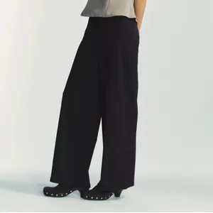 Zara NWT stretchy black wide leg drawstring pants thumbnail 4
