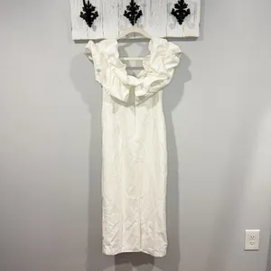 NWT Hello Molly White Bridal Frill Midi Dress | Idolise | Size Small thumbnail 3