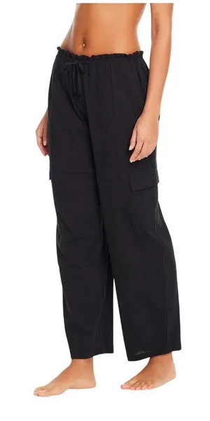 NWT Sanctuary Coastal Covers Crinkle Cotton Baggy Barrel Cargo Pants Black XL thumbnail 1