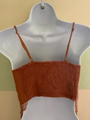 FP One Crochet Lace Bottom Boho Cropped Tank Bralette thumbnail 2