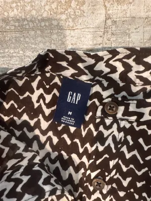 Gap Brown and White Patterned Button-Up Tunic/Blouse thumbnail 5