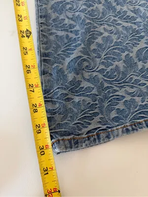 Bongo Let Me B Vintage Y2K Floral Scroll Print Flare Jeans Womens 9 Low Rise thumbnail 10